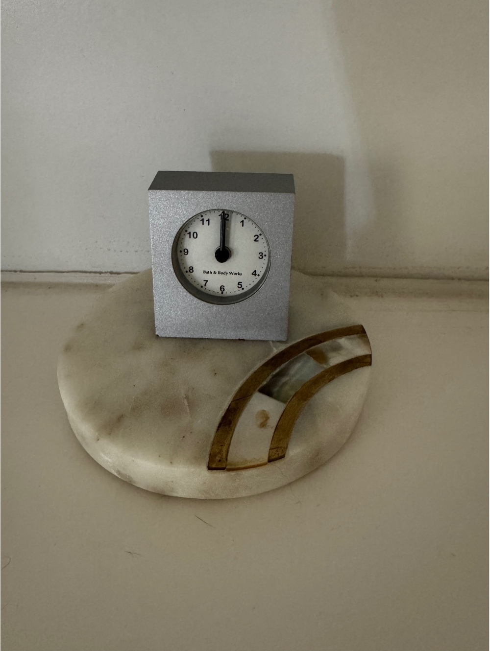 Bath & Body Works Mini Desktop Quartz Clock Silver Promotional Employee Gift